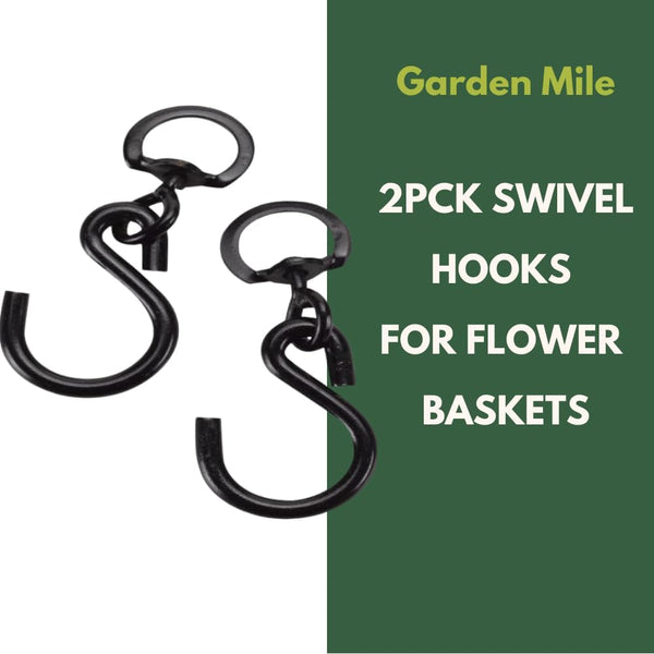 Rotating hanging hooks for outdoor flower baskets