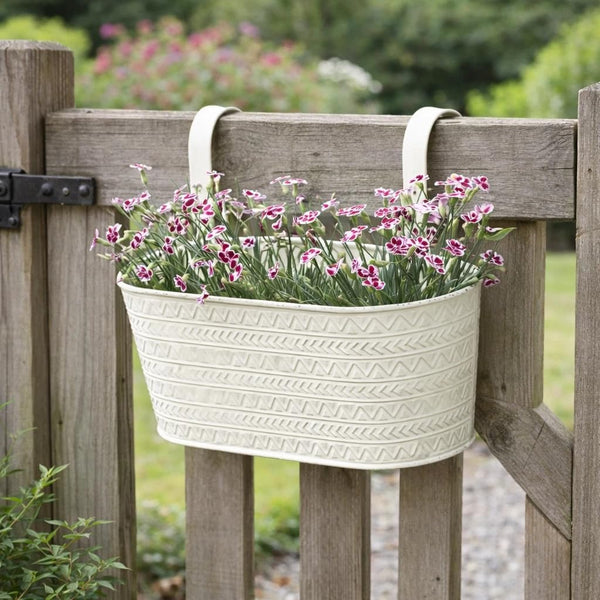 Ivory oval hanging flower pot