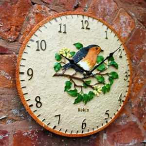 12 inch weather resistant robin garden clock