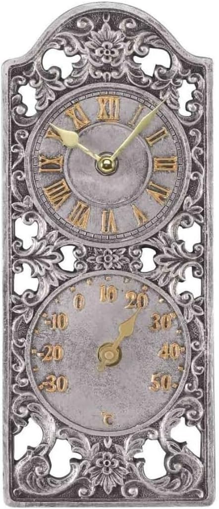 Vintage outdoor wall clock with thermometer