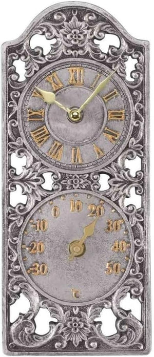 Weatherproof garden wall clock and barometer