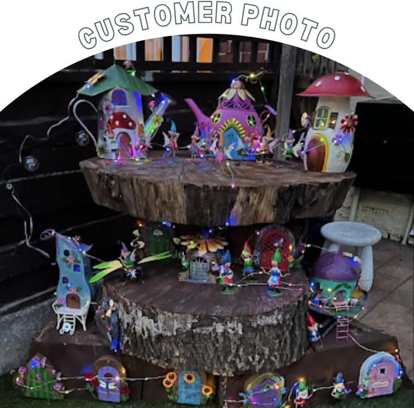 Weatherproof fairy house ornament for flower beds