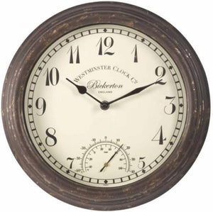 Weatherproof metal garden wall clock analogue display