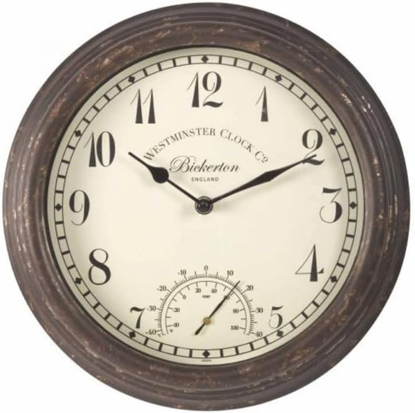 Weatherproof metal garden wall clock analogue display