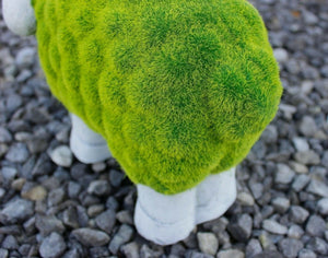 Weatherproof sheep statue displayed amongst flowers