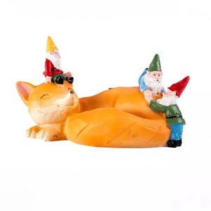 Weatherproof fox and gnome garden figure