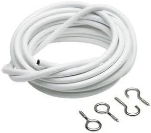 White 3m expanding net curtain wire with hooks and eyes