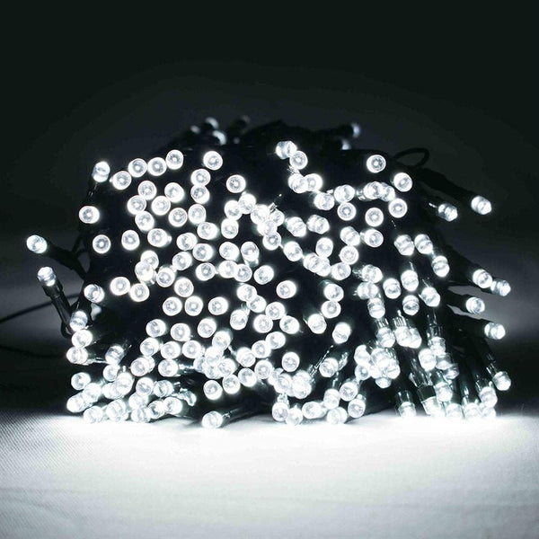 Battery operated LED fairy lights glowing indoors