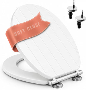 White MDF soft close toilet seat with groove panel design