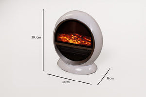 Freestanding electric fireplace heater shown from front