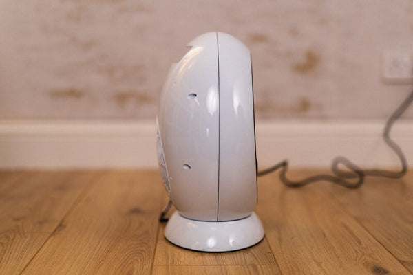 Compact white flame effect fire heater