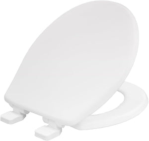 White soft close wooden toilet seat