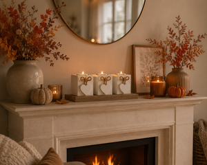 Three white wooden tea light candle holders