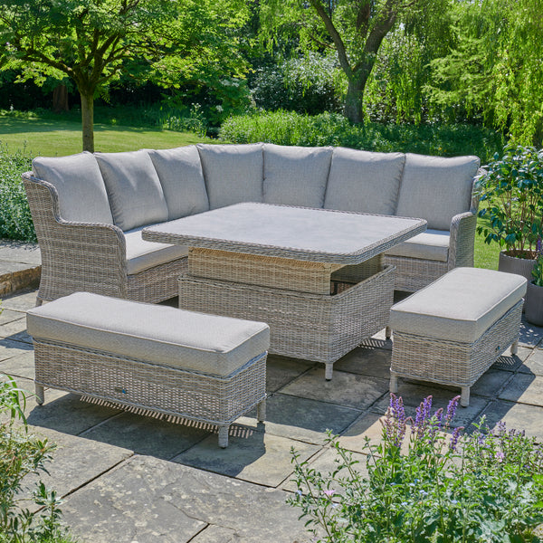 Greige wicker outdoor corner sofa