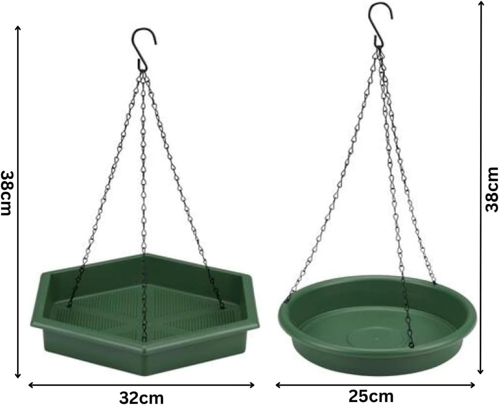 hanging bird feeder and bird bath set