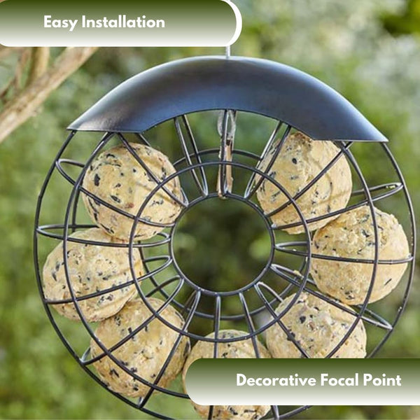 Hanging fat ball holder for birds