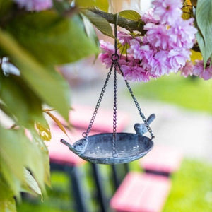 Outdoor metal bird feeder and water station