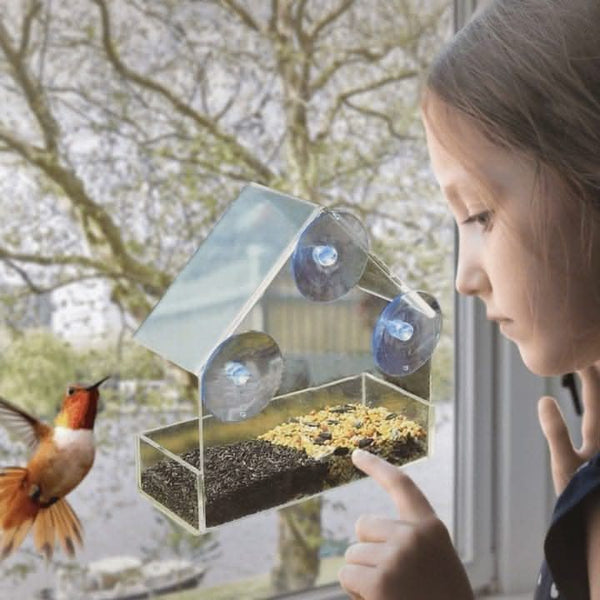 Suction cup bird feeder shown from front