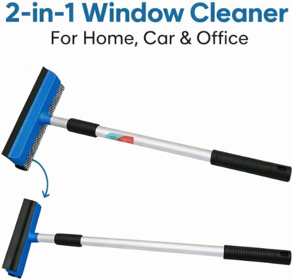 Glass cleaning squeegee with soft grip handle