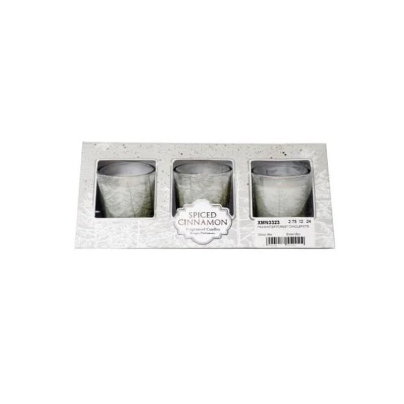 Three winter spiced cinnamon scented candles