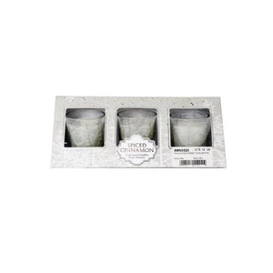 Three winter spiced cinnamon scented candles