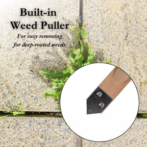 Weed remover brush for driveways and paths