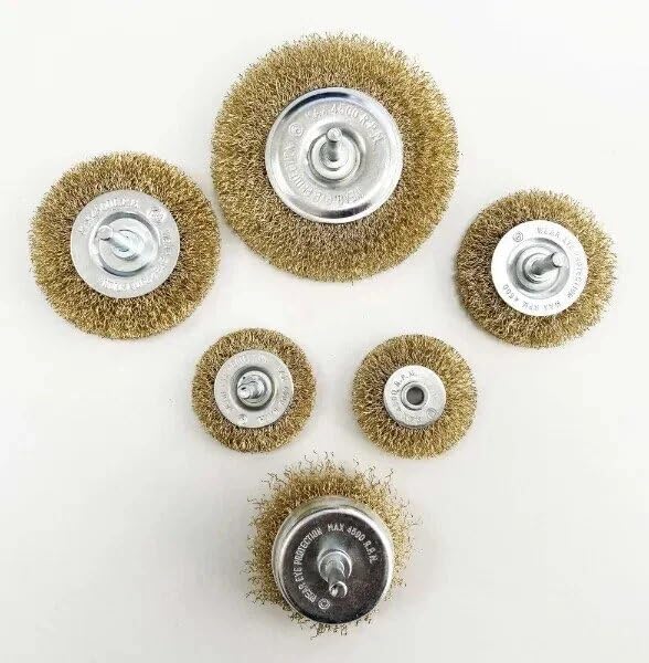 Rotary cup and end brushes for power drill use.
