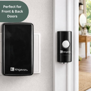 Wireless door chime with push button.