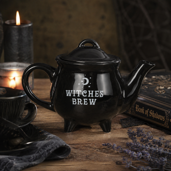 Gothic ceramic drinkware displayed for Halloween
