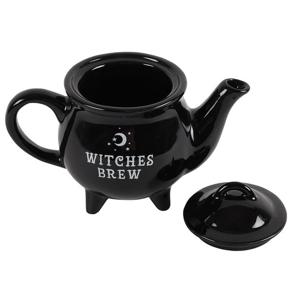 Witches Brew cauldron teapot styled in a kitchen