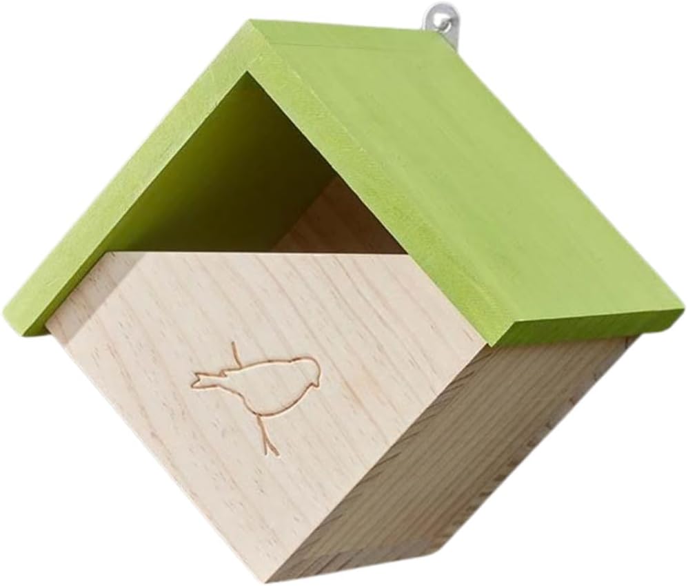 Large FSC wooden bird box with green roof
