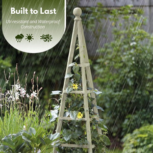 Climbing plant trellis with natural wooden finish