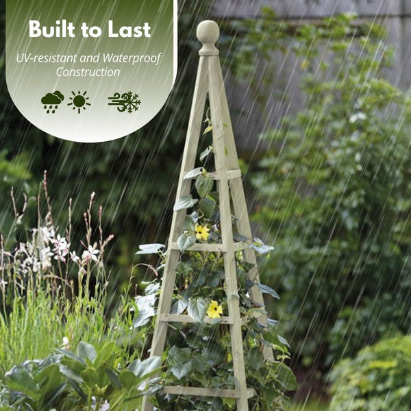 Climbing plant trellis with natural wooden finish