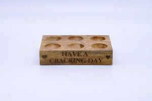 Decorative wooden kitchen egg organiser.