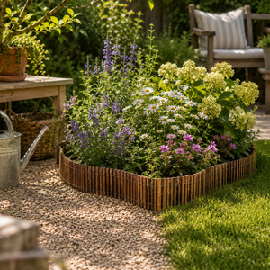Willow garden border secured with galvanised wire