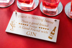 Shabby chic wooden gin friendship hanging plaque