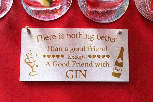 Wooden gin keepsake styled in a home setting