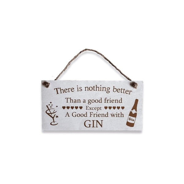 Humorous gin sign displayed in a home bar