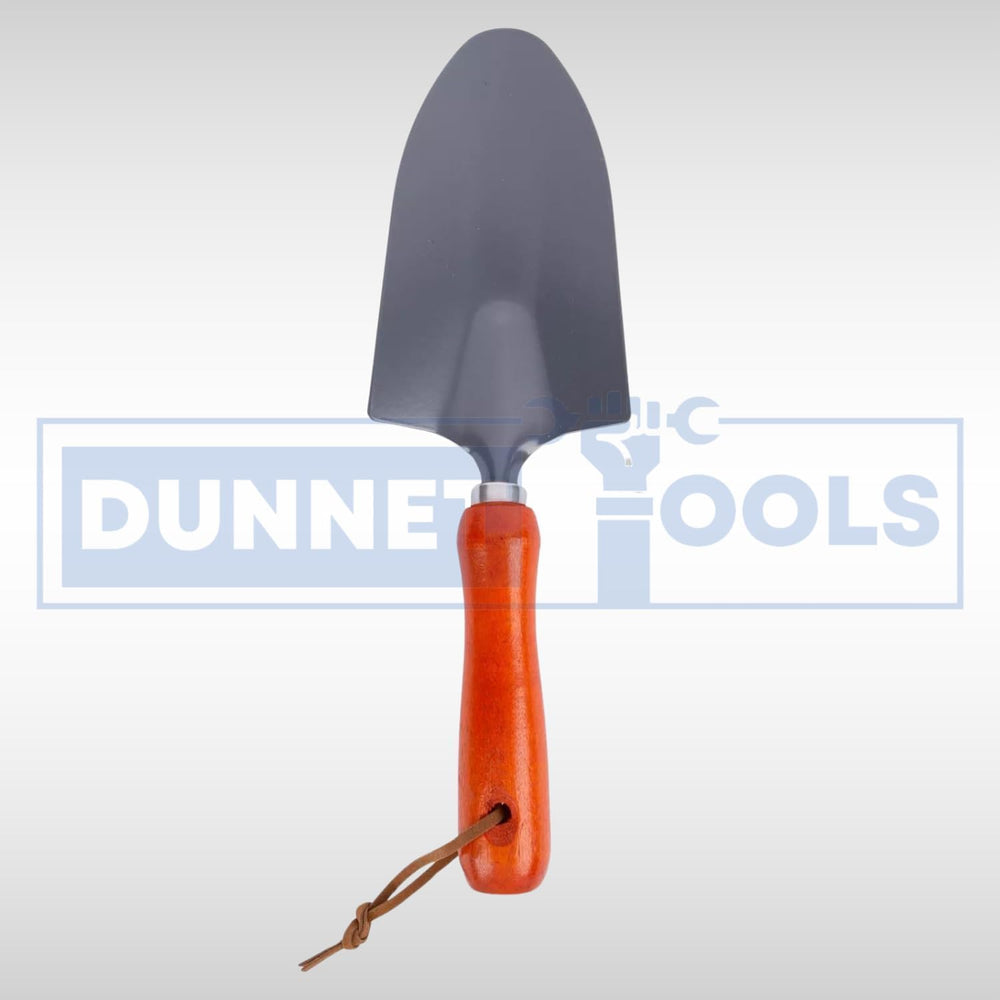 Carbon steel garden hand trowel with wooden handle