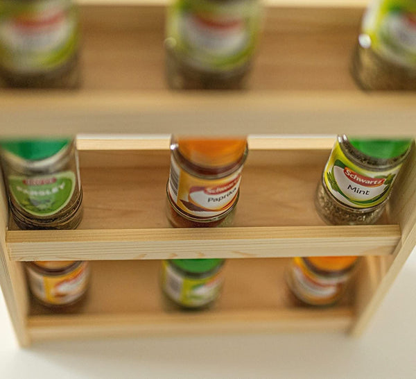 Compact three tier spice rack for small kitchens