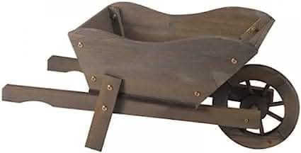 Large slate grey wooden wheelbarrow garden planter