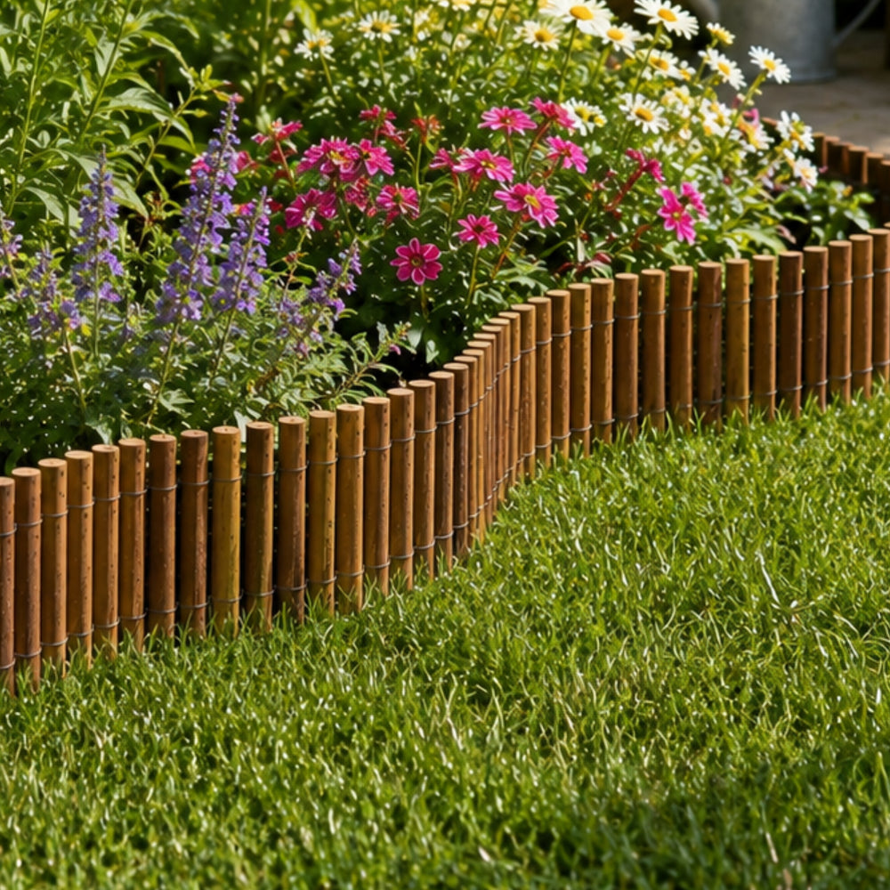 Wooden willow garden edging and border roll