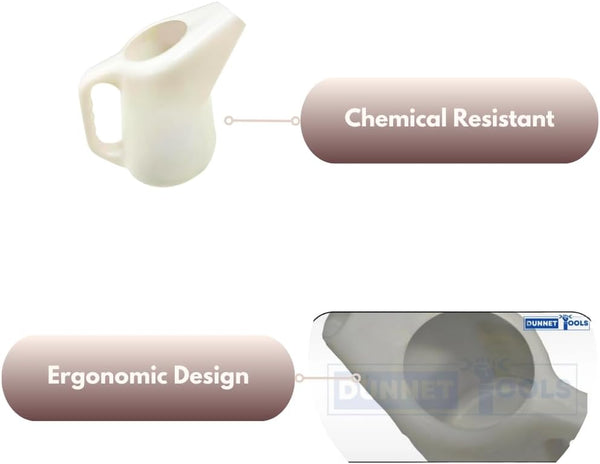 Workshop measuring jug with ergonomic handle