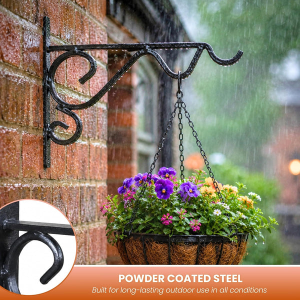 Hanging basket hooks for patios and fences