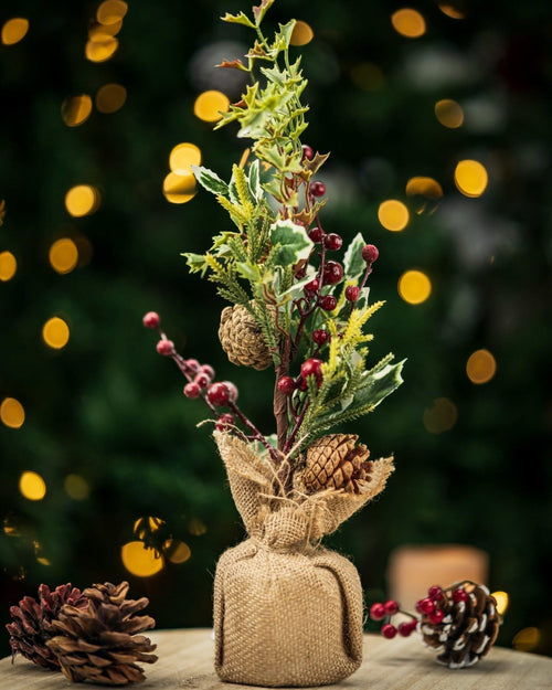 Pine Cone Berries Mini Artificial Tree Decoration