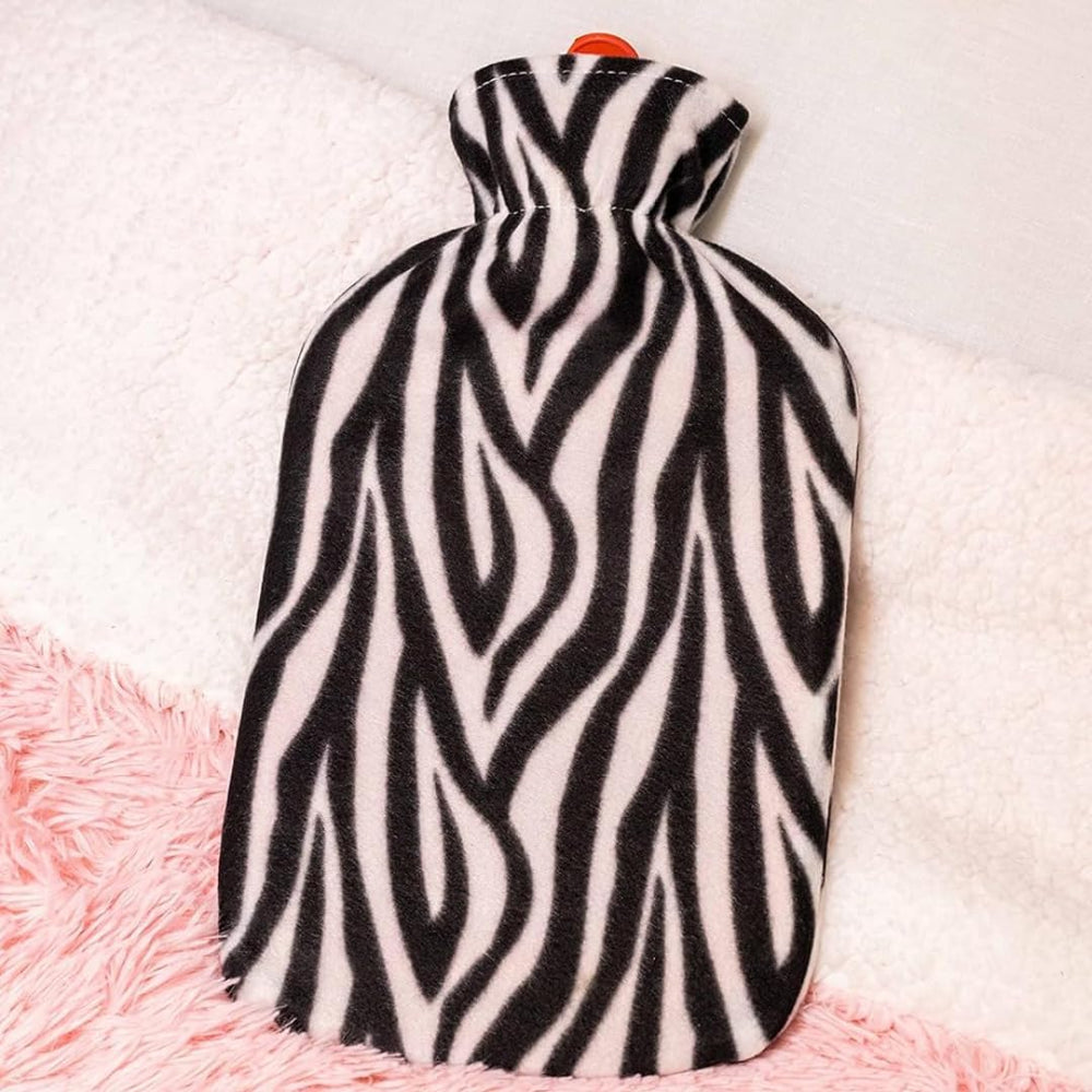 Plush Cosy Hot Water Bottle with Zebra Cover 2L
