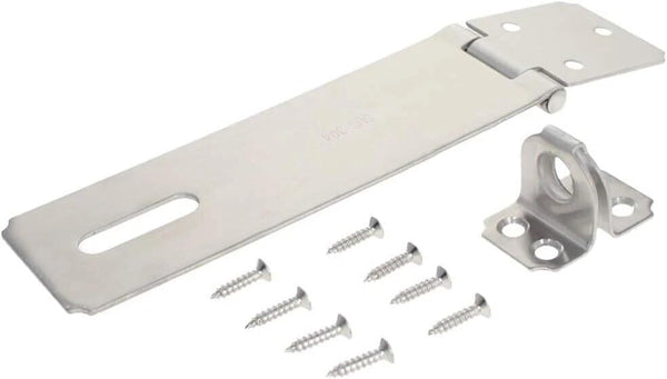 Four-inch steel security latch with mounting screws.