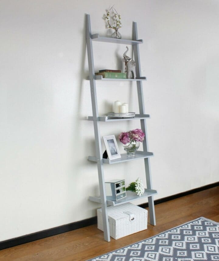 Stable 5 Tier Ladder Shelf Storage Unit - Grey