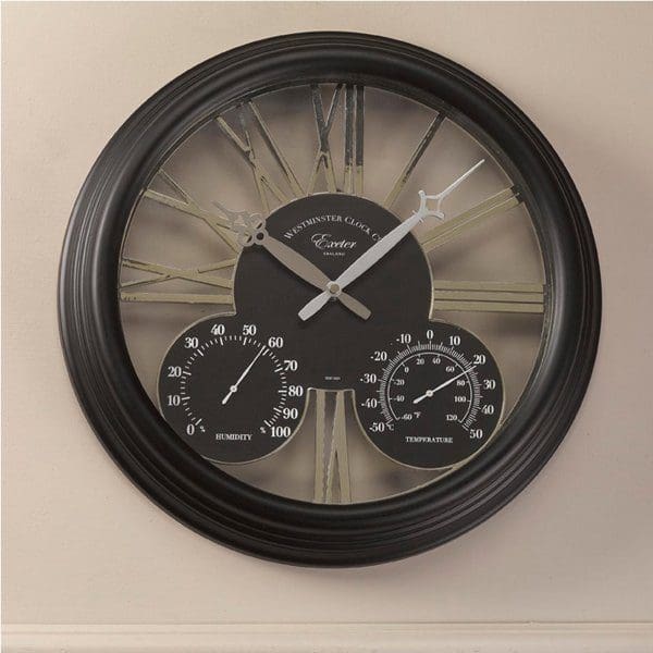 black-large-wall-clock-with-thermometer-and-hygrometer