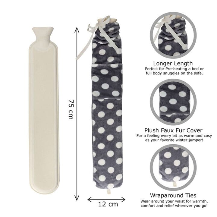 long-hot-water-bottle-with-soft-polka-dot-cover